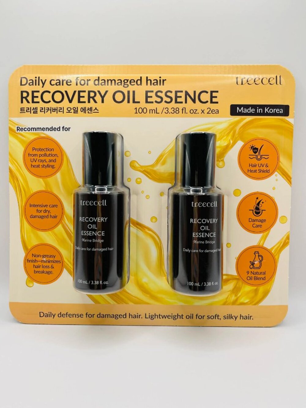 Treecell Recovery Oil Essence 2 x 3.4oz Hair Oil Duo Set - New & Sealed
